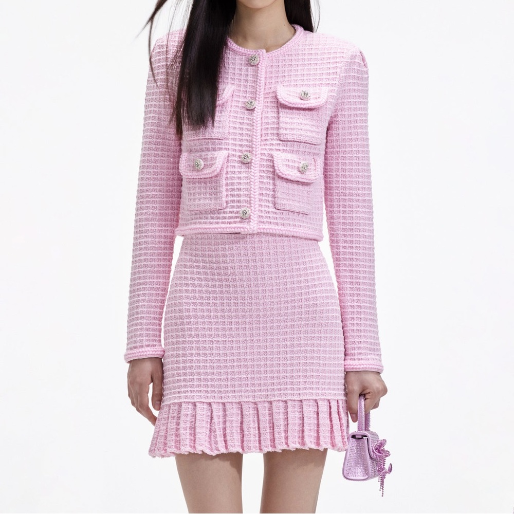 Self-Portrait Pink Sequin Textured Knit Set